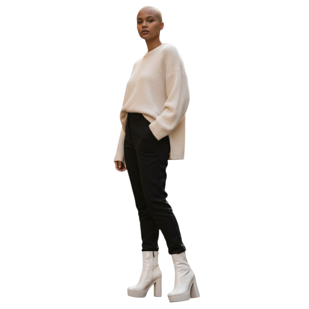 GUESS Byra Platform Ankle Boots Womens 7.5 Ivory Retro 70's Block High Heel Gogo